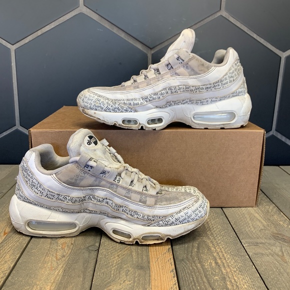 ~Used W/O Box! Men's Nike Air Max 95 White Just Do It Chunky Sneakers Size 6.5 - Picture 2 of 6